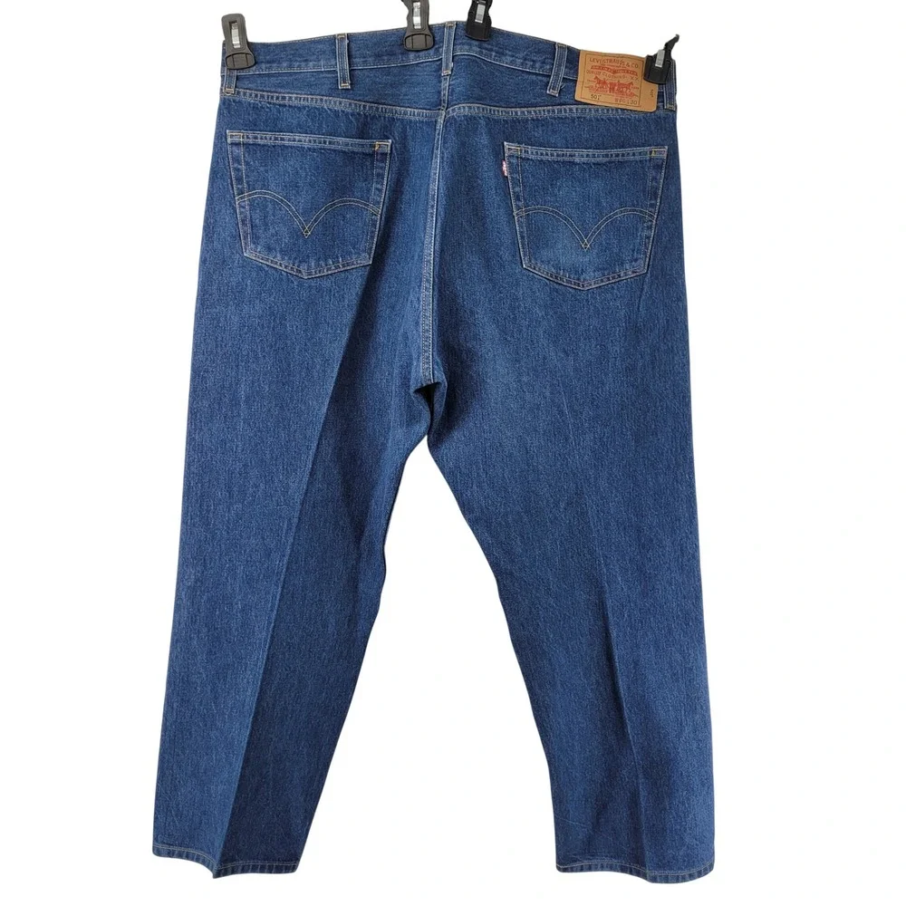 Levi's 501 Straight Fit Jeans‎ Mens 46x30 Blue Button Fly 100% Cotton Denim